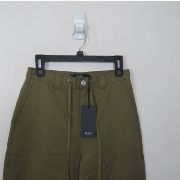 Hudson Womens Size 25 Drawstring Wide Leg Pants Green High Rise Baggy NEW - Picture 3 of 5